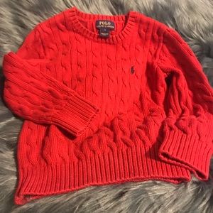 Polo Child Red Cable Knit Ralph Lauren Sweater S:5